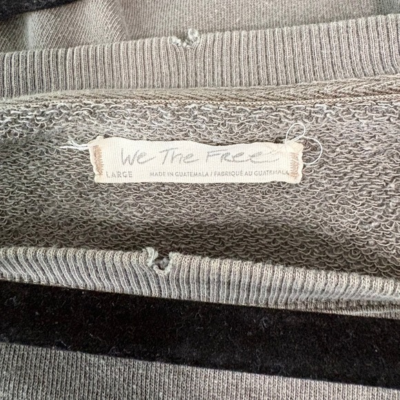 Free People We The Free Camden Distressed Oversized Sweatshirt Women Large Green - Picture 7 of 11